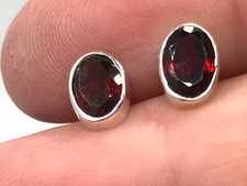 Garnet oval stud earrings