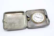Vintage 925 Silver Travel Clock Hand Wind Working