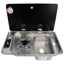 CAN FL1323 RIGHT HAND SINK SINGLE BURNER HOB COMBI WITH GLASS LID MOTORHOME BOAT