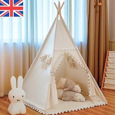 ?2025 New Large Canvas Kids Teepee Star Wood Indian Tent Child Play House ~