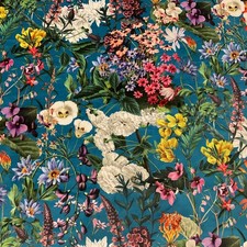 Vibrant Floral Velvet Fabric /64cm long