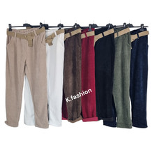 Ladies Italian Velvet Corduroy Magic Elasticated Stretchy Trousers Jogger Pants