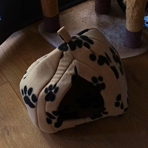 Beige black paw - print, plush
