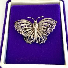 Vintage Silver Filigree Butterfly Brooch in Box – Beaverbrooks Gift 
