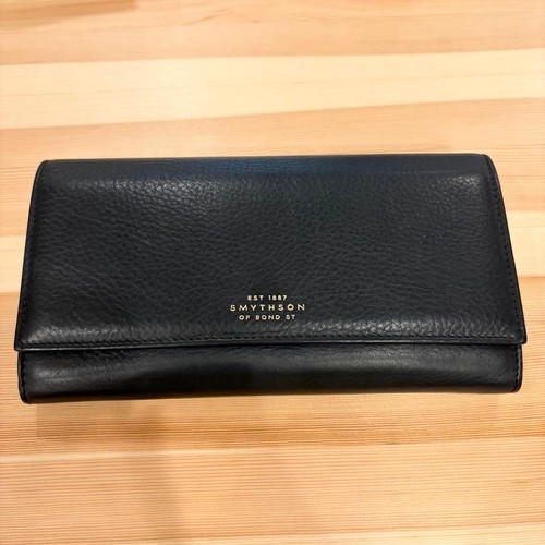 Smythson black leather long - smythson,