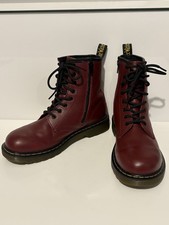 Dr Martens Women’s Delaney Y Leather Side Zip Ankle Boots UK Size 4 Cherry Red