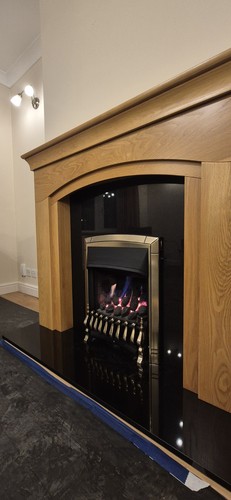Gas fire with solid oak - fire,