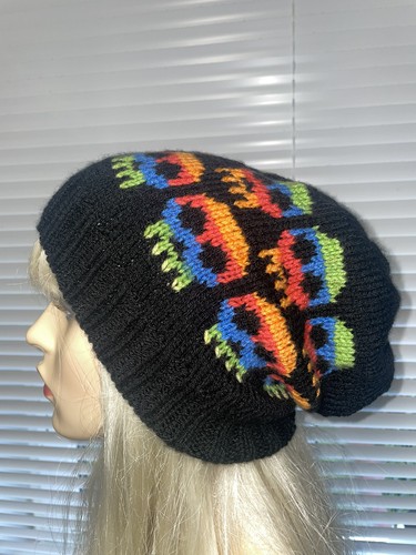 Hand knitted slouch hat beanie - hand,