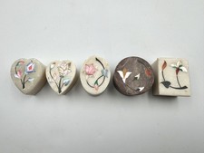 5x Vintage Soapstone Lidded Trinket Boxes 