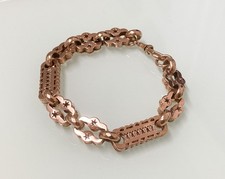 Vintage 9ct Gold Rose Heavy Bracelet, 9k Rose Gold Stars & Bars Bracelet