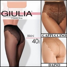 Giulia Bikini classic women's sheer silky matte tights with lace panties 40 Den