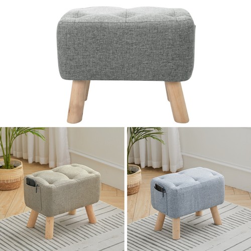 Linen padded foot rest - padded, stool