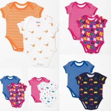 Baby Vests 2 Pack Bodysuit Short Sleeve Cotton Vest Boys Girls Rydale 3 Colours