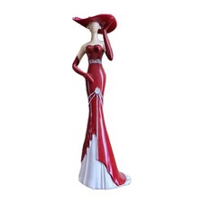 Glamour Girl Statue Jewelry Holder 10" Red Hat