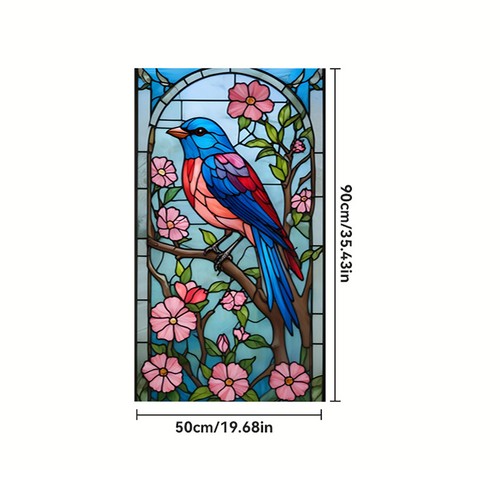 Colorful bird floral window - colorful,