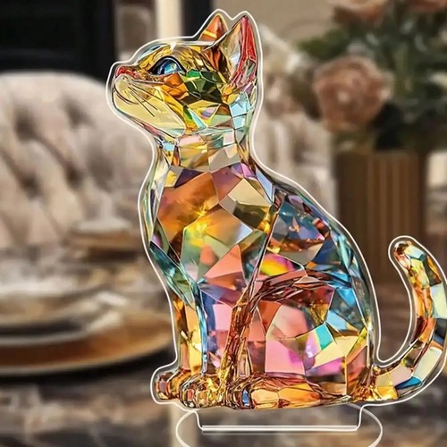 Crystal cat sculpture cute - cat,