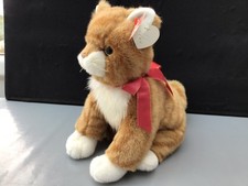CLASSIC TY GINGER CAT  WITH RED BOW AND TAG   KITTY  SOFT PLUSH TOY