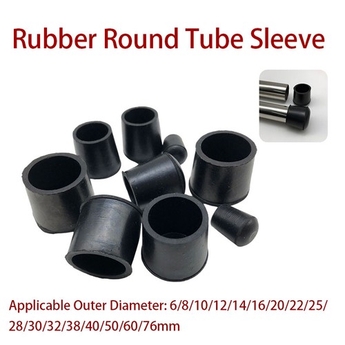 Black rubber round tube sleeve - black,