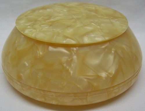 Celluloid powder box - box, bowl