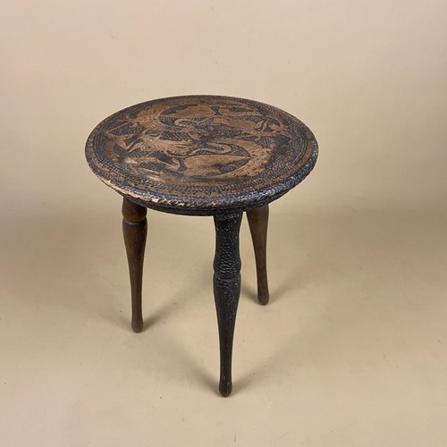 Wood plant stand - plant, dragon