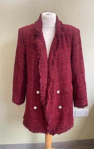 Zara red boucle tweed - zara,