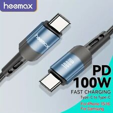 Type C to Type C Cable PD 100W Fast Charger Long Braided Alloy USB-C Lead