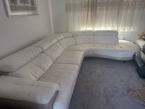 Leather curved corner sofa - curved,