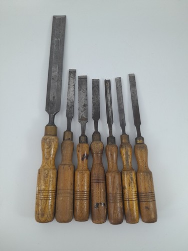 Vintage wooden handled chisels - handled,