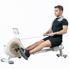 SPORTNOW 16-Level Magnetic Rowing Machine w/ LCD, White, Refurbished