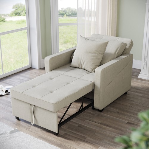 Beige folding sofa bed - folding,