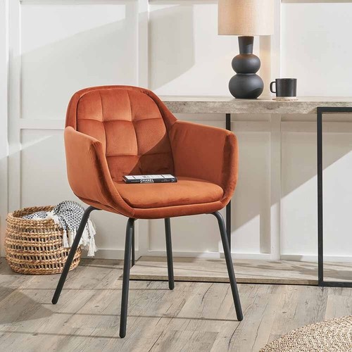 Velvet dining chair burnt - dining,