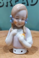 Art Deco German Porcelain Half Doll Pin Cushion. Sewing Notion Pin Cushion 1930s