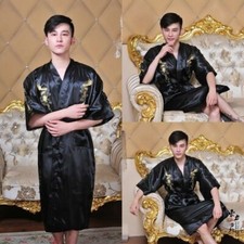 Men Chinese Dragon Robe Bath