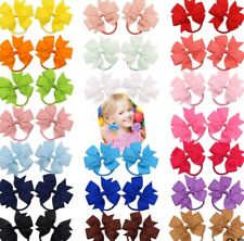 2PCS 3.5 inch GIRLS bow THICK  Elastic bands BOBBLES SCHOOL PAIR UK