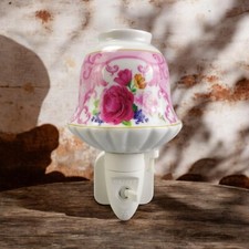 Decorative LED Night Light - Pink Floral Plug In Ceramic Light Brand New In Box