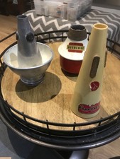 3 vintage trombone trumpet mutes. Styratone, Autocrat, John Grey