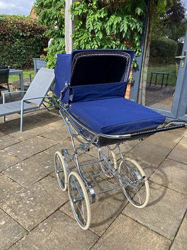 Marmet pram navy blue silver - marmet, pram,