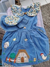 Couche tot vintage girls dress & hat blue/denim