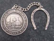 VINTAGE MAERSK LINE AP MOLLER DANISH STERLING SILVER LUCKY FOB HORSESHOE