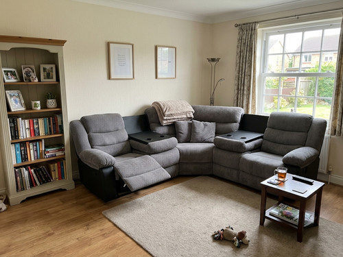 Grey cord recliner - grey, corner