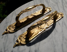Pair of Vintage Gilt Brass Door Pull Handles