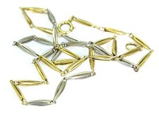 Art Deco Platinum & 14K Yellow Gold Torpedo Link 14" Choker Chain Necklace