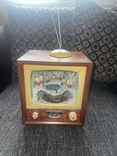 Roman Inc. Retro Christmas Lighted Musical TV With Moving Train Music Box RAZ.