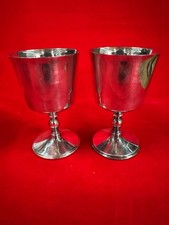 Mappin & Webb Silver Plate Wine Goblets Engraved Mother & Father  5” Tall