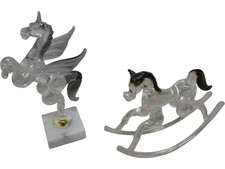 Glass Horse Figurine Set With Pegasus and Rocking Horse Figures X 2