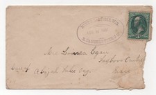 US 1881 NORTH LA CROSSE WI COUNTY DPO OVAL CANCEL TO FOXBORO CENTER MA