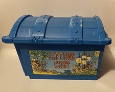 Captains Chest Blue Childrens Pirates Toy Plastic Box + Lid - Size 50x37.5x34 Cm