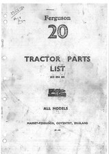 FERGUSON TE20 TRACTOR TEA20 TEC20 TED20 TEF20 PARTS MANUAL -PETROL TVO LO DIESEL