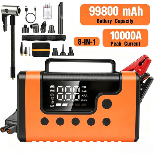 Car jump starter pack - 8-in-1,