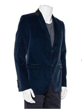 Gucci Blazer Corduory  leather trim Blazer Navy IT50 RRP £2,000+